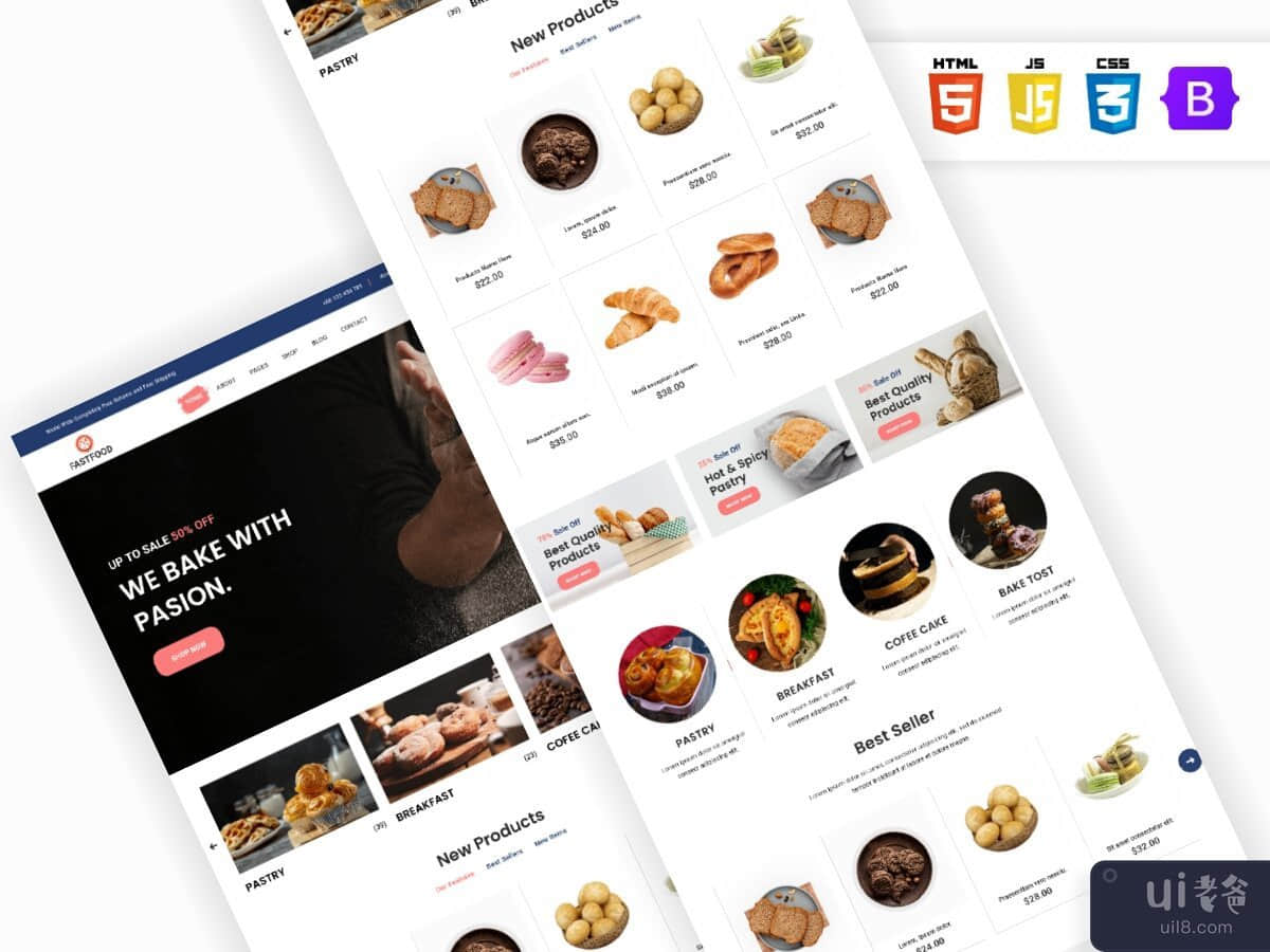 快餐 - 面包店电子商务模板(Fastfood – Bakery Shop Ecommerce Template)插图