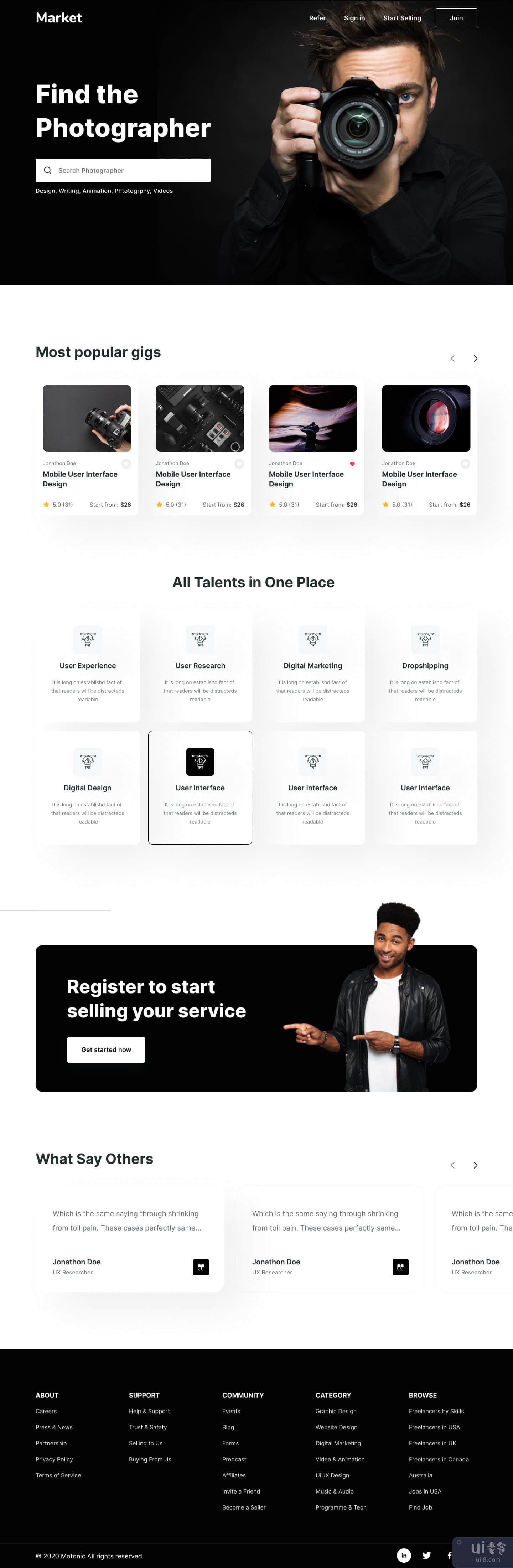 服务销售市场网站 UI 设计(Service Sell Marketplace Website UI Design)插图