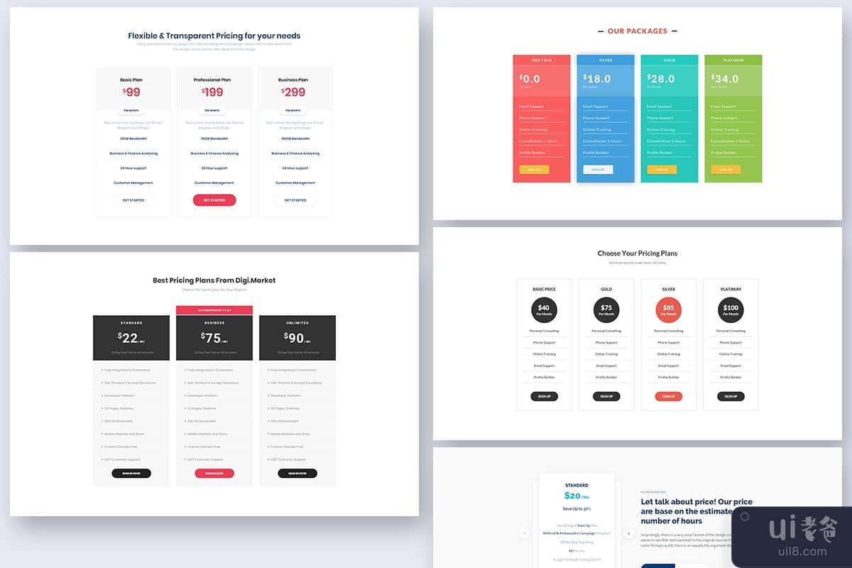 16 个定价表小部件 Web UI 工具包 Ver-02(16 Pricing Tables Widgets Web UI Kit Ver-02)插图