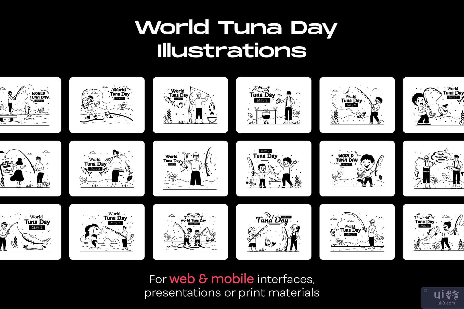25 幅世界金枪鱼日插图(25 World Tuna Day illustrations)插图6