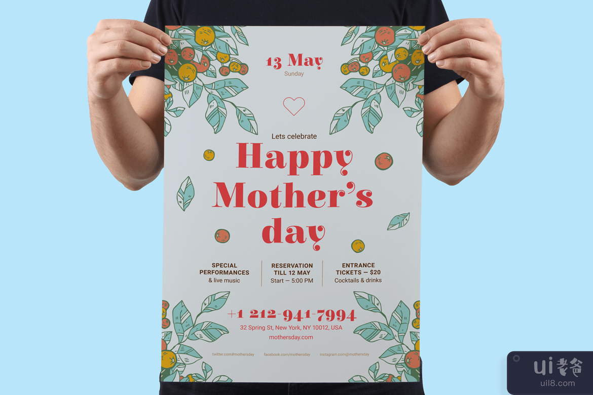 母亲节海报模板(Mother's Day Poster Template)插图1
