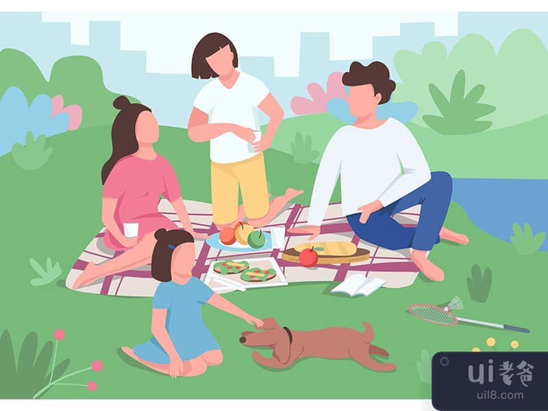 家庭常规平面彩色矢量插图集(Family routine flat color vector illustrations set)插图8