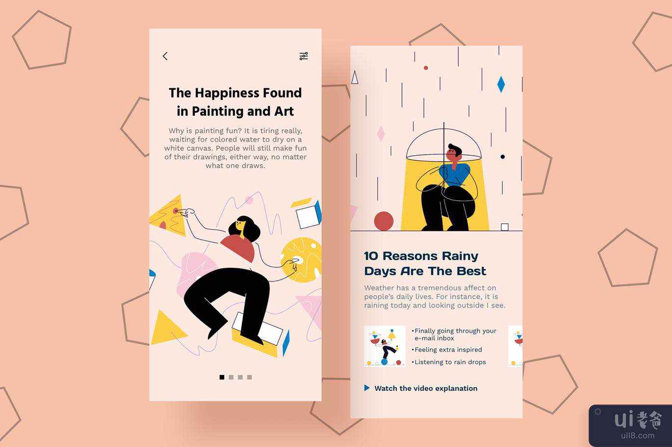 幸福移动界面插图(Happiness Mobile Interface Illustrations)插图
