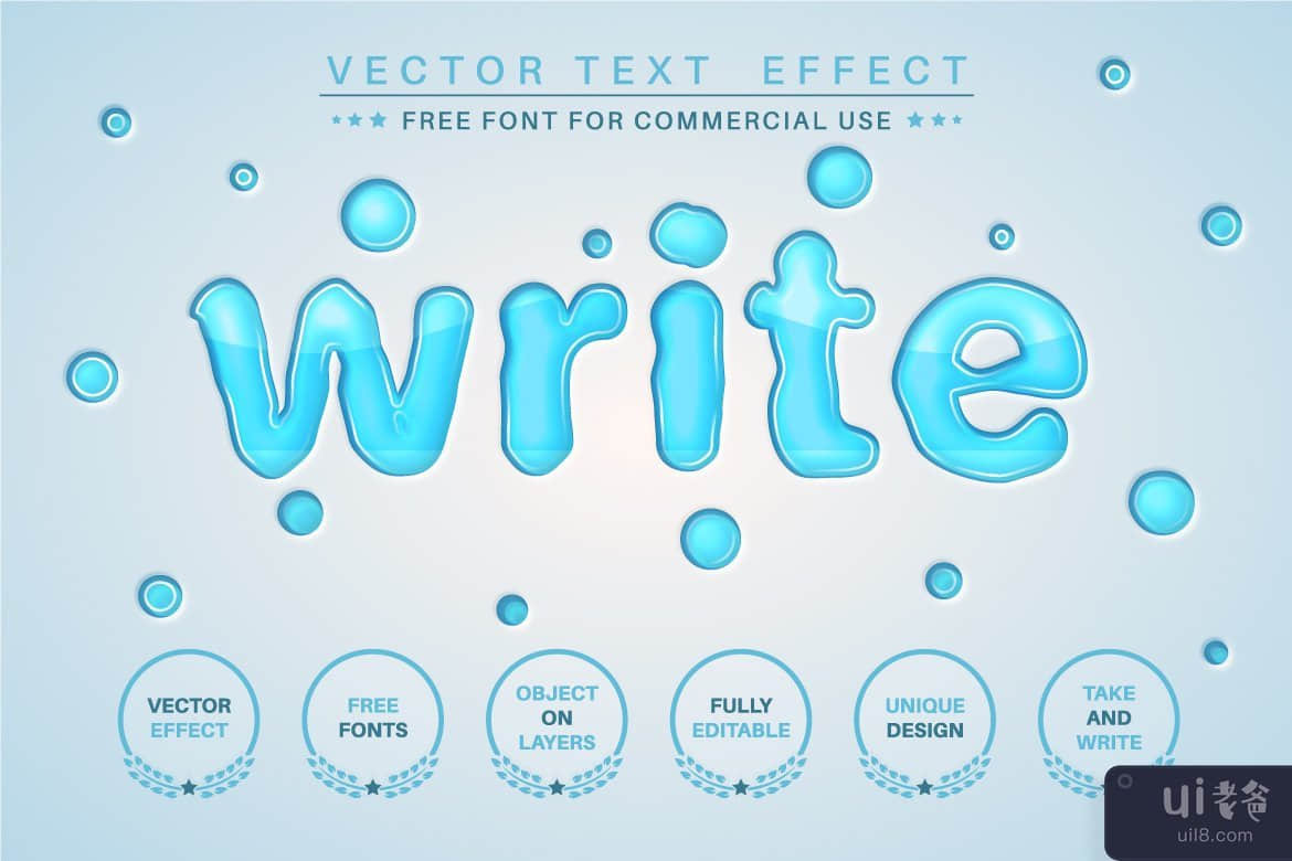 水 - 可编辑的文本效果、字体样式(Water - editable text effect, font style)插图
