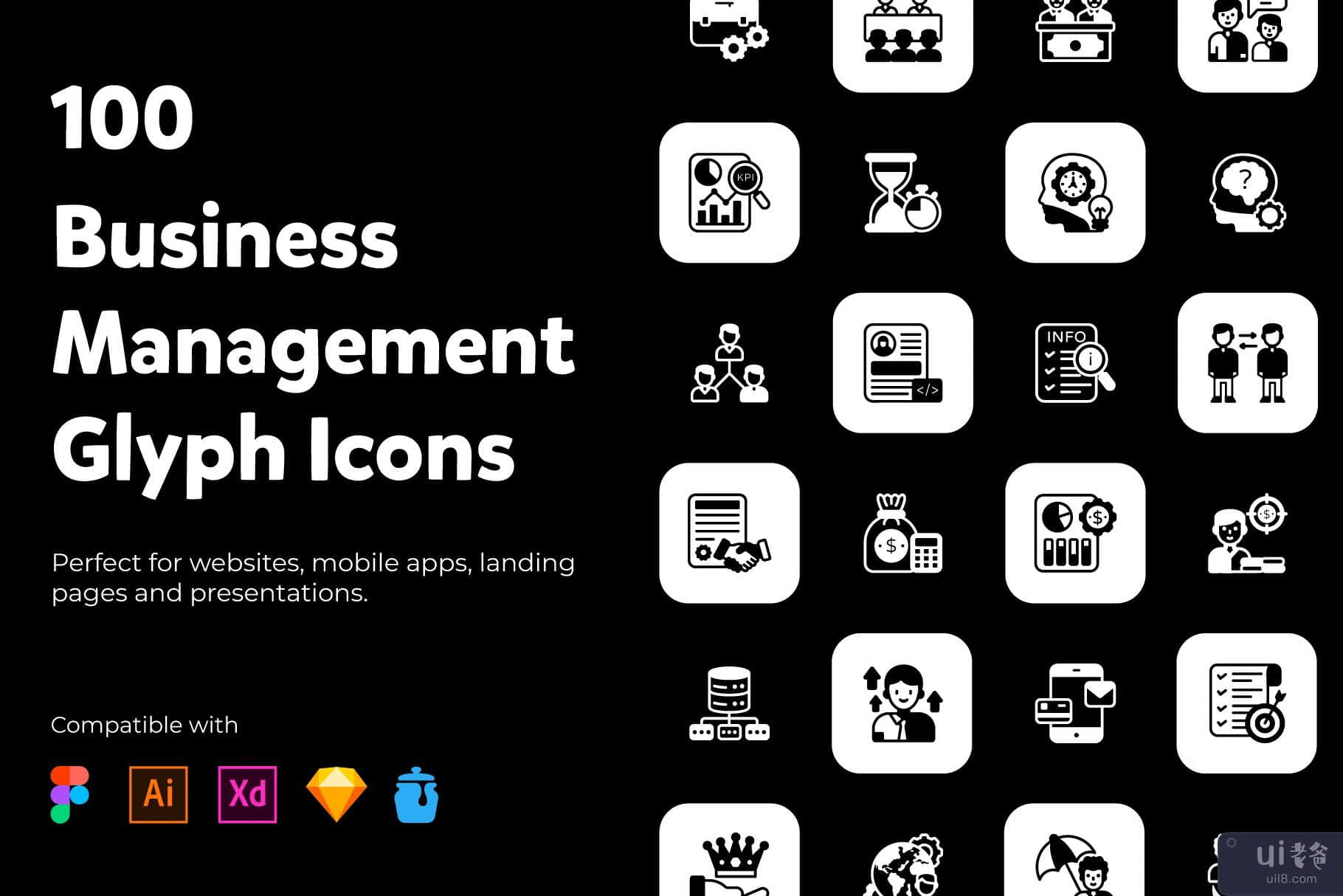 业务管理字形图标(Business Management Glyph Icons)插图2