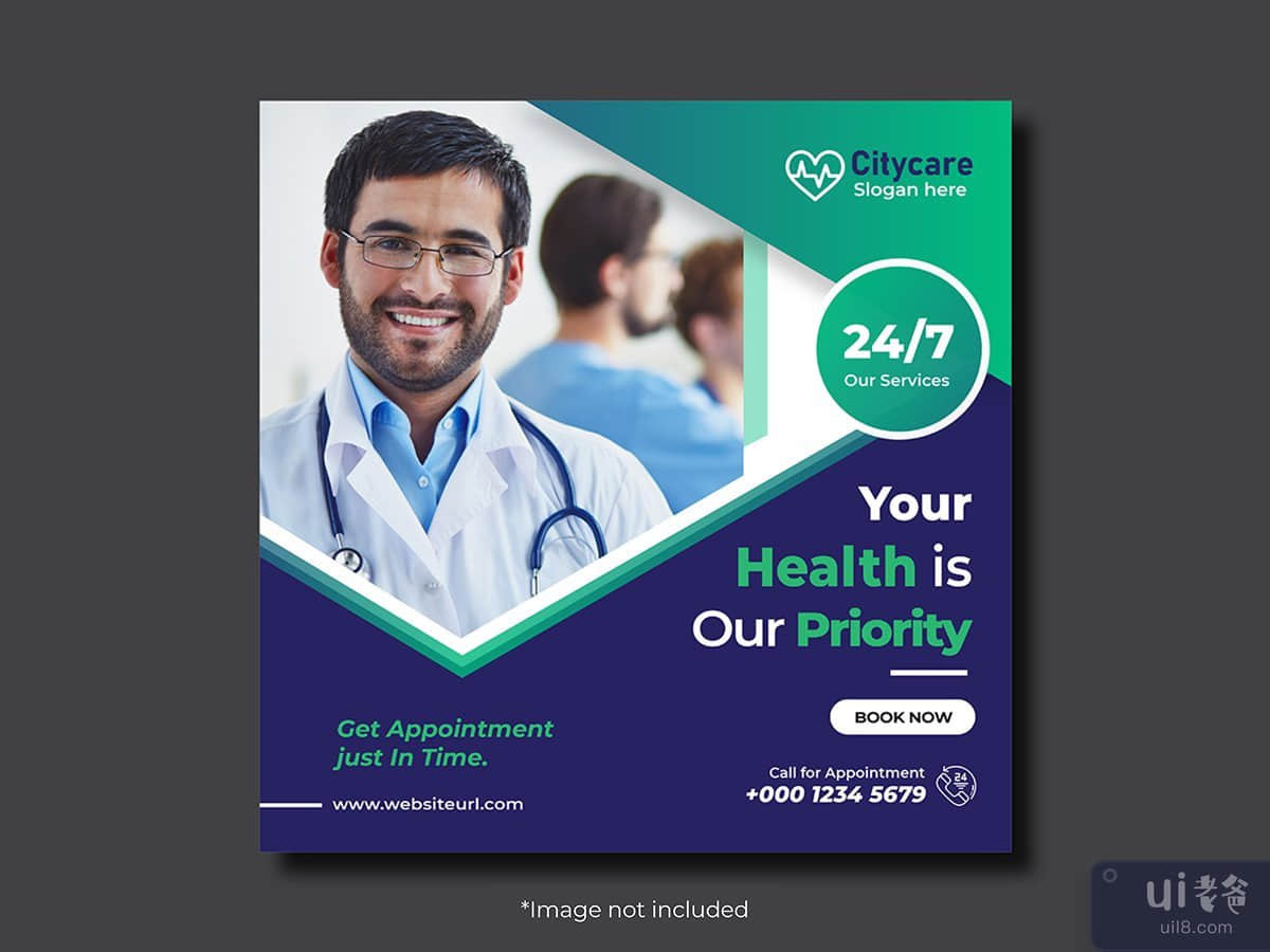 social media medical health web banner post template 