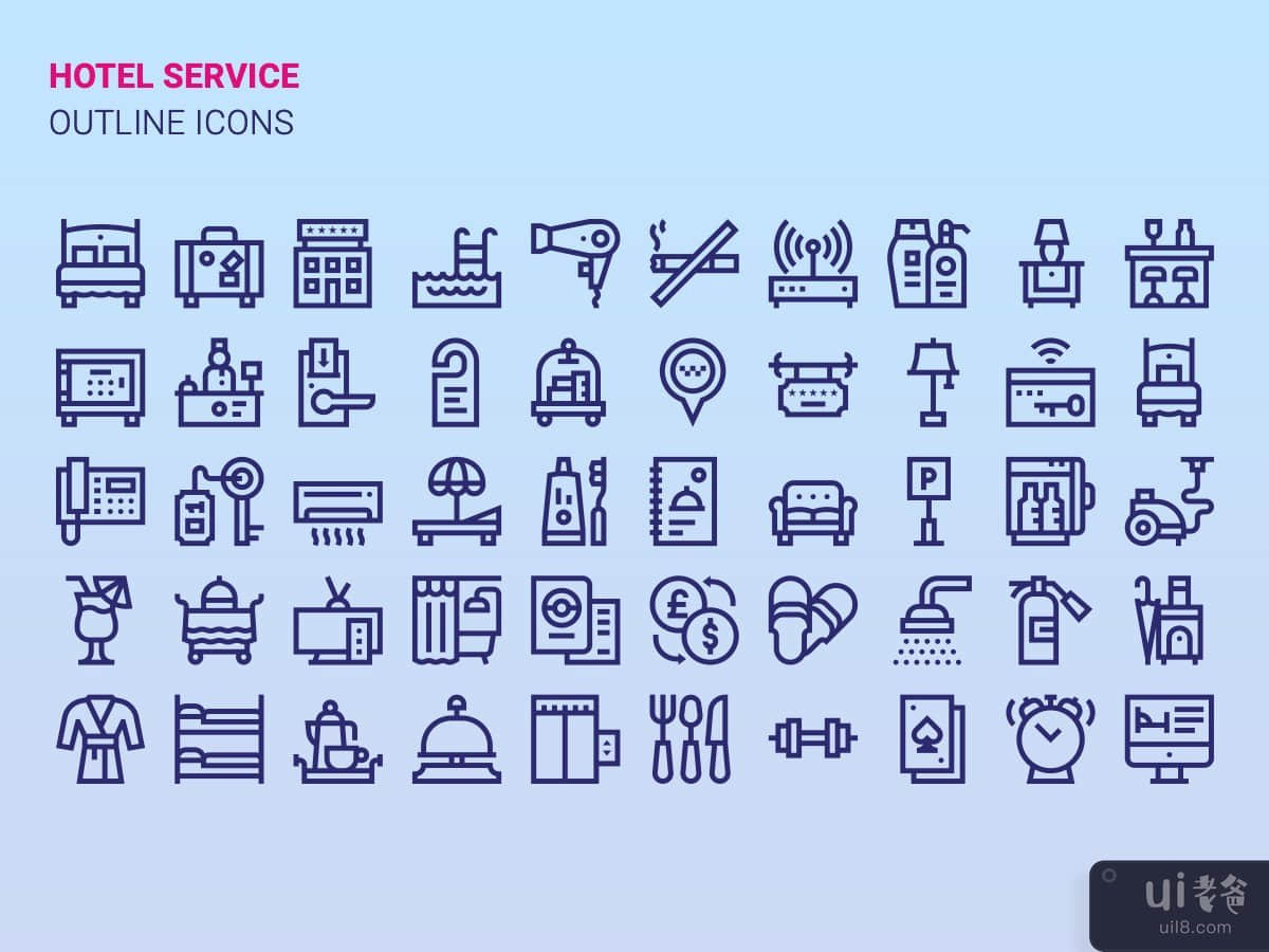酒店服务图标(Hotel service icons)插图1