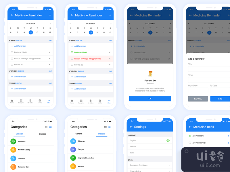 药房移动应用程序 UI 套件(Pharmacy Mobile Application UI Kit)插图1