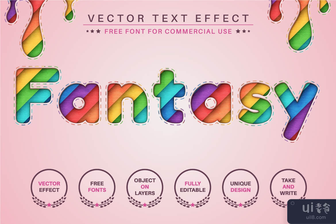 彩虹纸 - 可编辑的文字效果，字体样式(Rainbow Paper - Editable Text Effect, Font Style)插图2