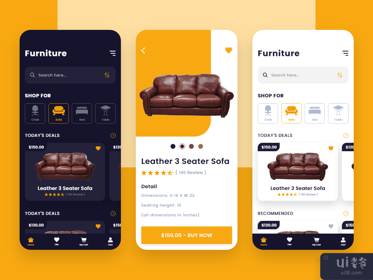 家具应用程序用户界面(Furniture App UI)插图
