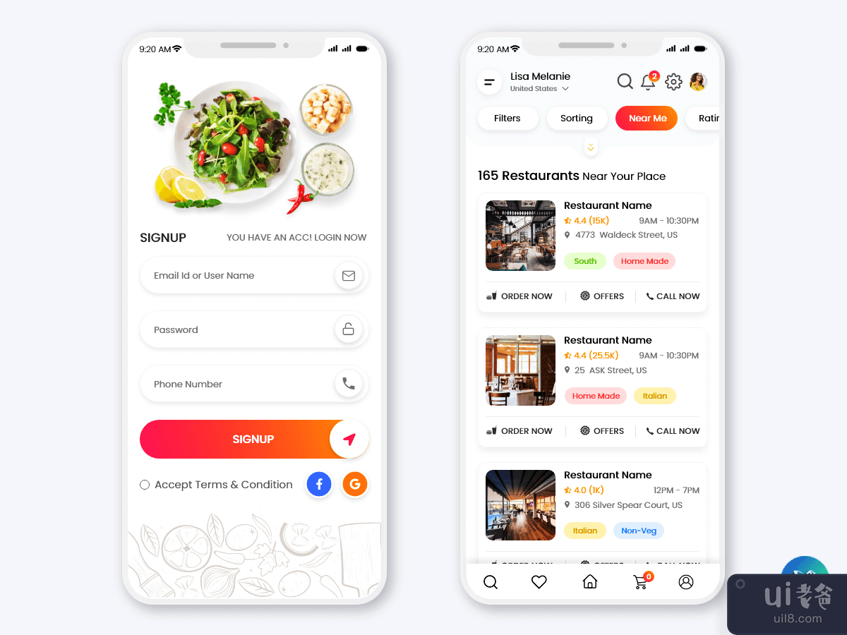 食品订购和交付移动应用程序 UI 套件(Food Order and Delivery Mobile App UI Kit)插图4
