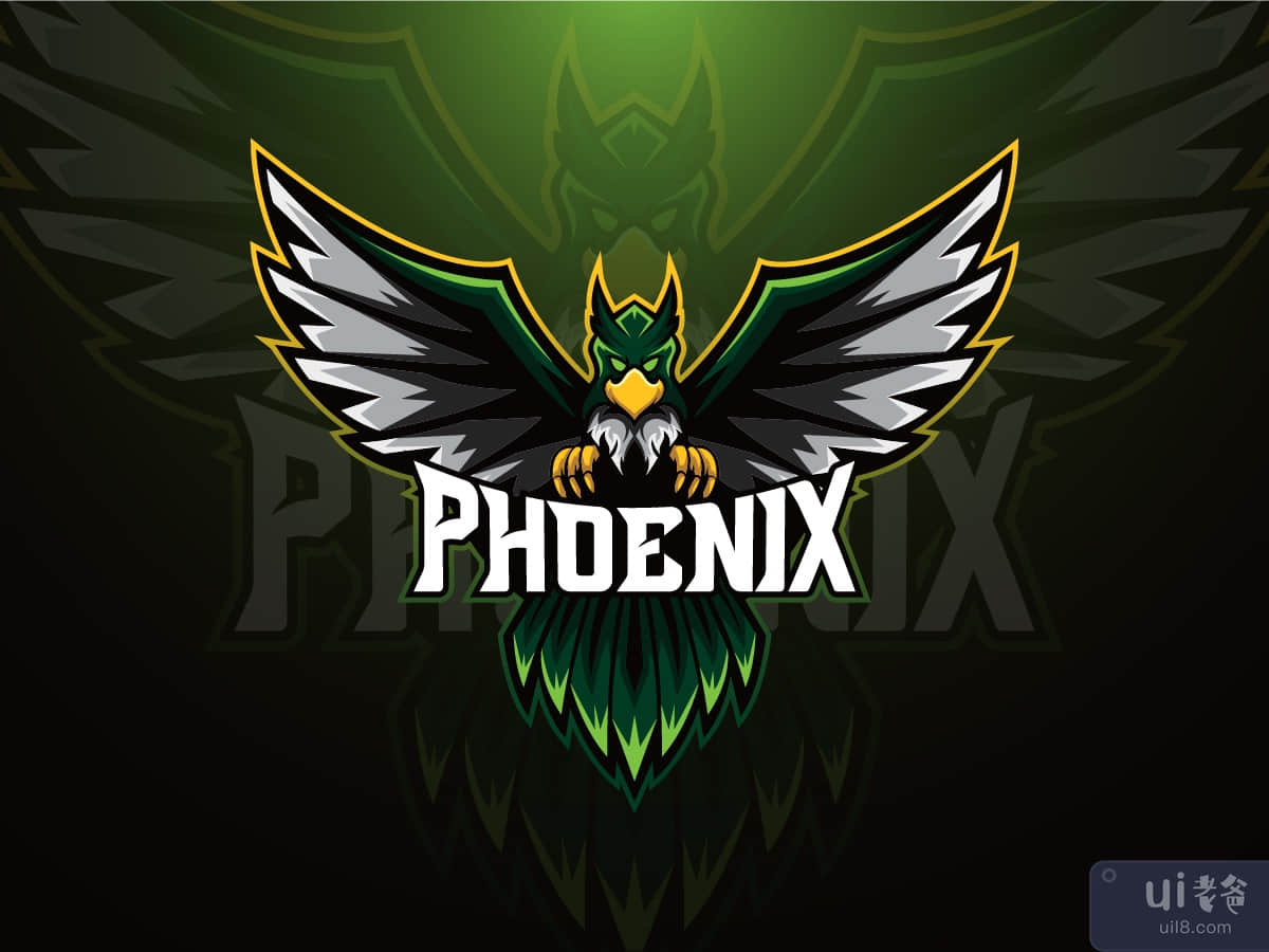 Green Phoenix Mascot Logo