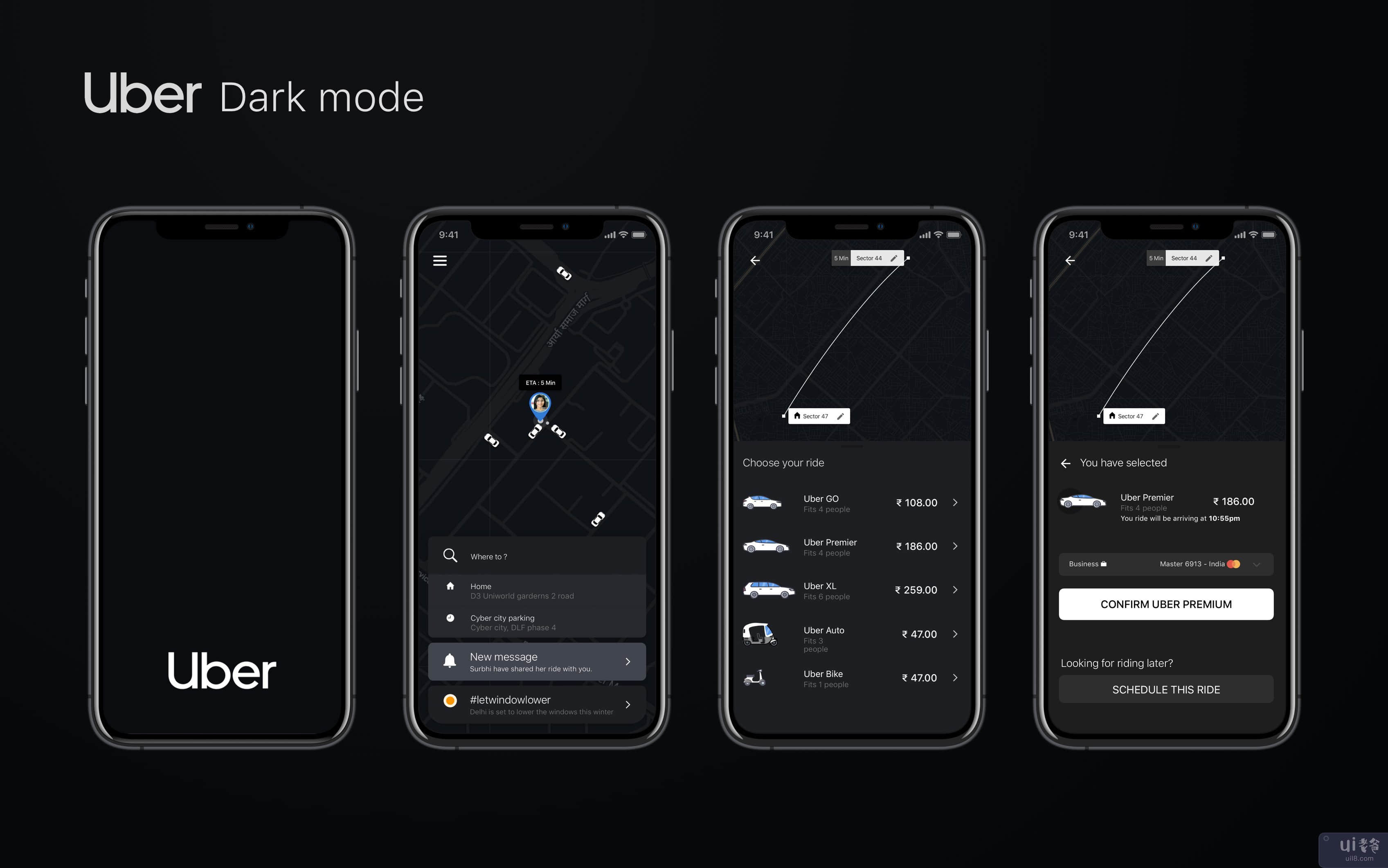 Uber 重新设计 - 明暗模式(Uber Redesign - Light & Dark Mode)插图
