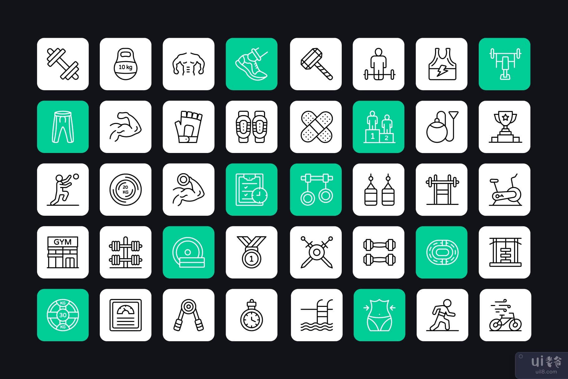 运动和健身线性图标(Exercise and Fitness Linear Icons)插图1