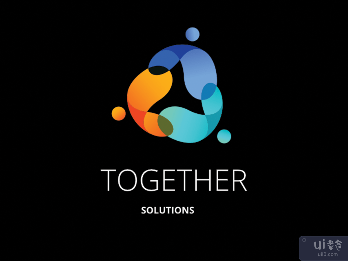 蓝色橙色抽象人解决方案徽标(Blue Orange Abstract People Solutions Logo)插图