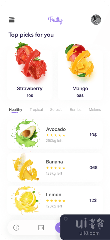果味App UI设计(Fruity App UI Design)插图1