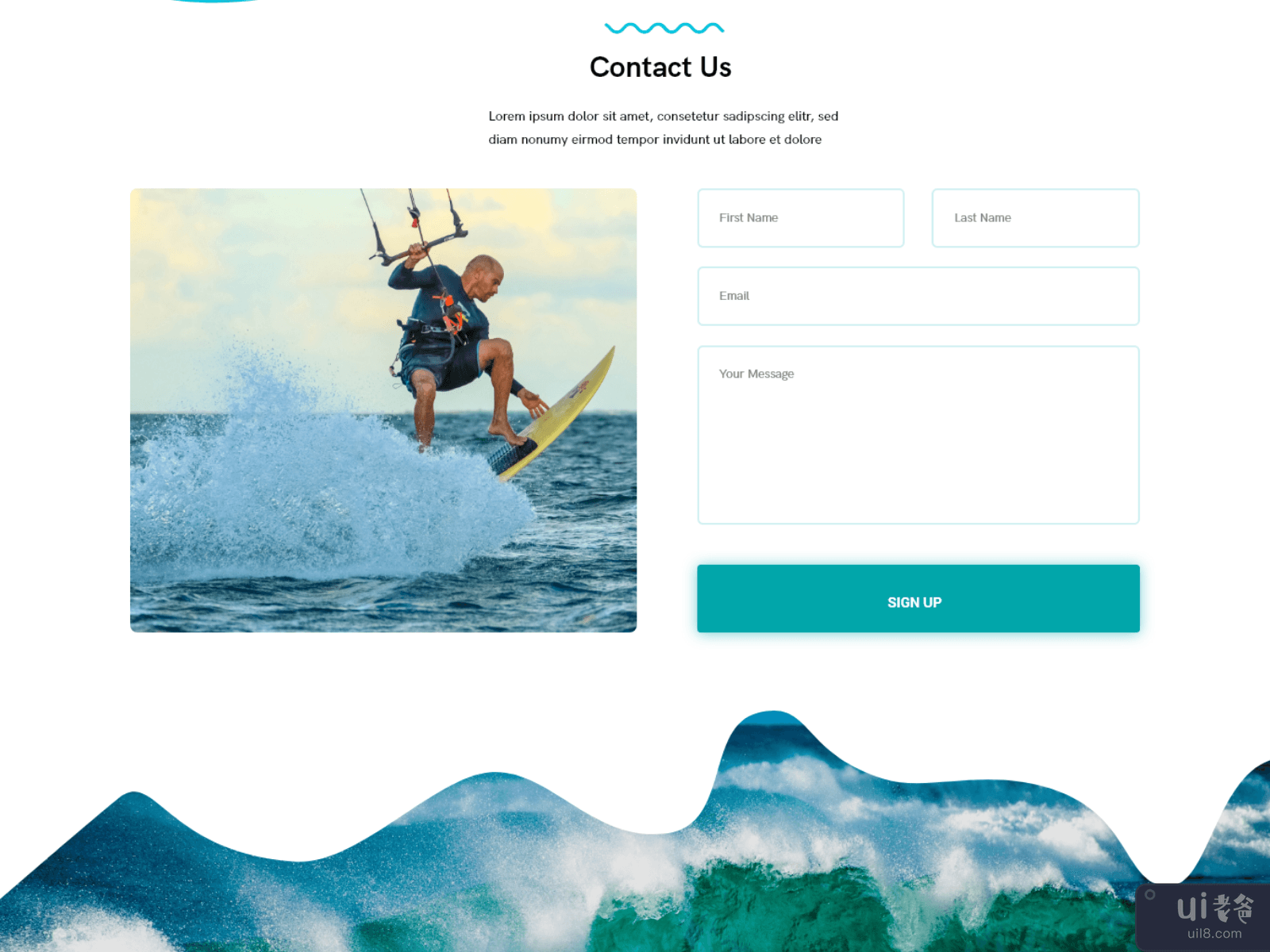 水上冲浪 - 冲浪和水上运动网页模板(Water Surfing - Surfing and Water Sports Web Template)插图1