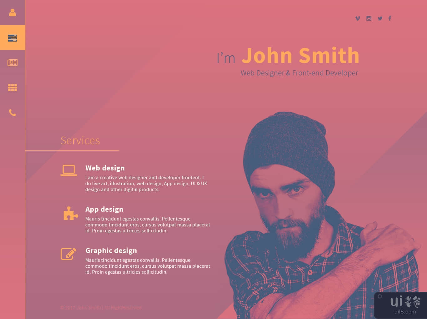 JohnSmith - 设计师作品集网站(JohnSmith - Designer’s Portfolio Website)插图5