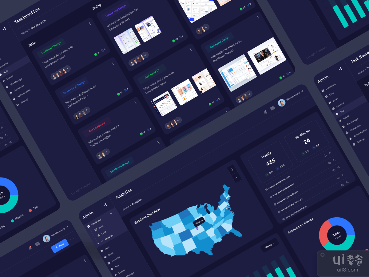 Admin Panel Dashboard -Dark (V-3)