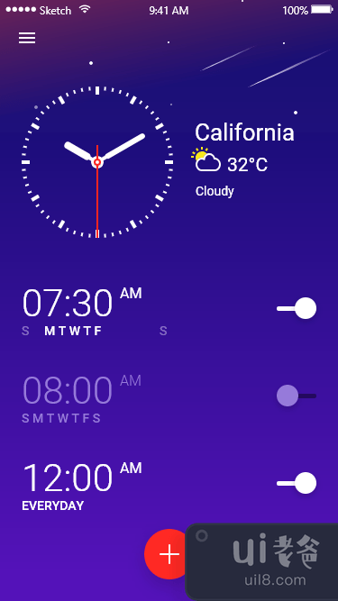 iOS 时钟应用程序黑暗(iOS Clock App Dark)插图