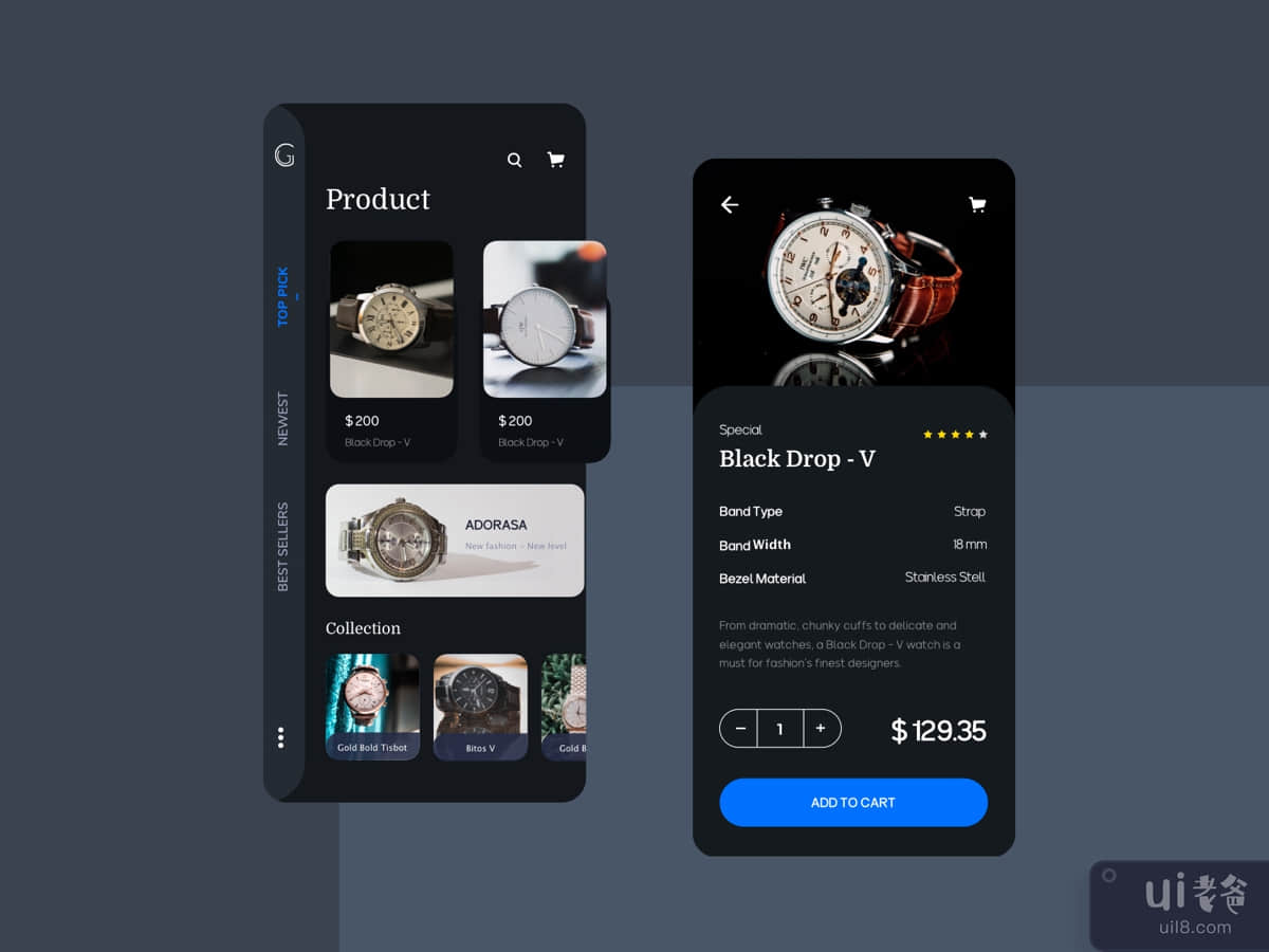 Watch e-commerce app UI Kit	