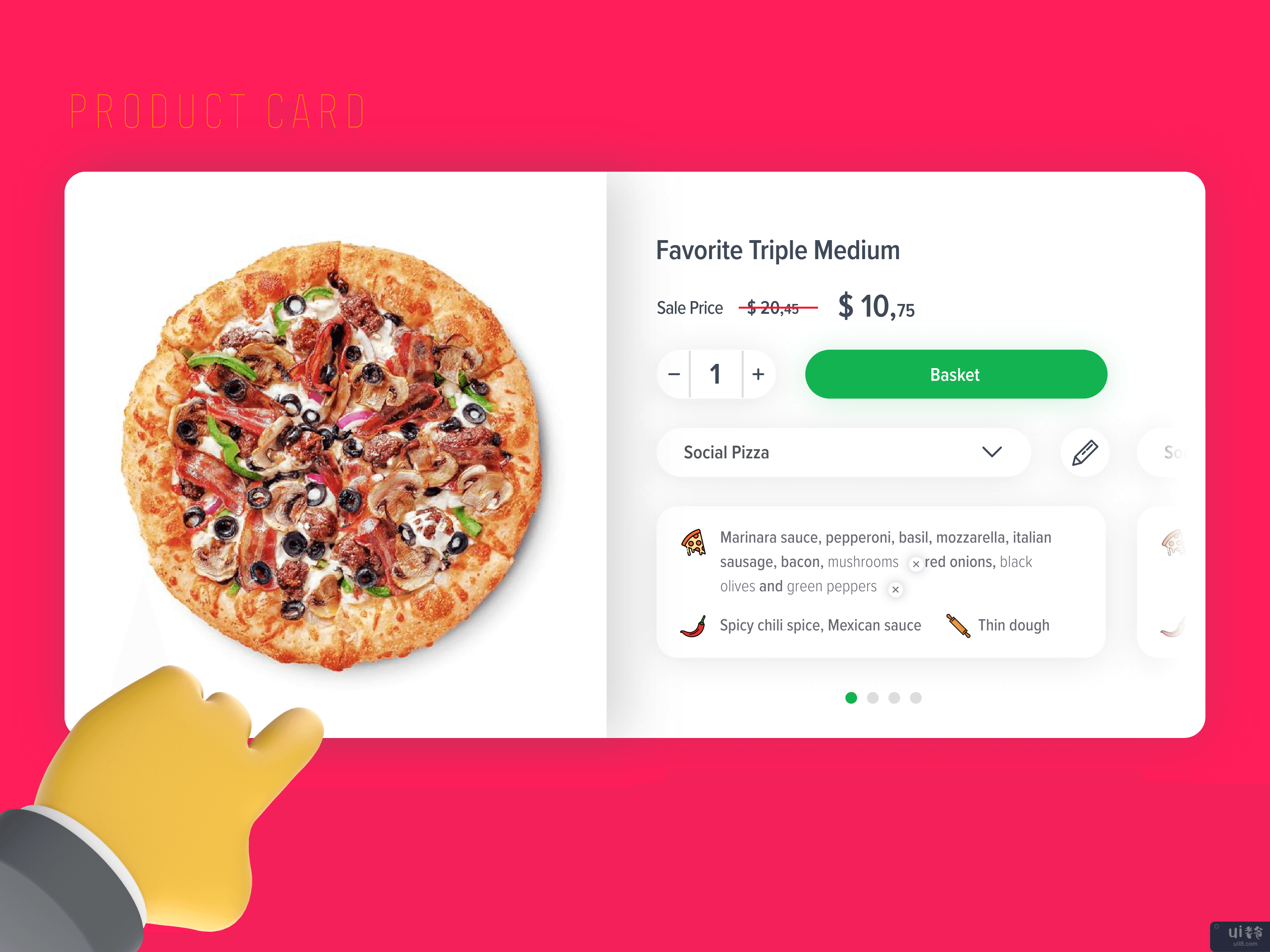 比萨产品卡片设计(Pizza Product Card Design)插图