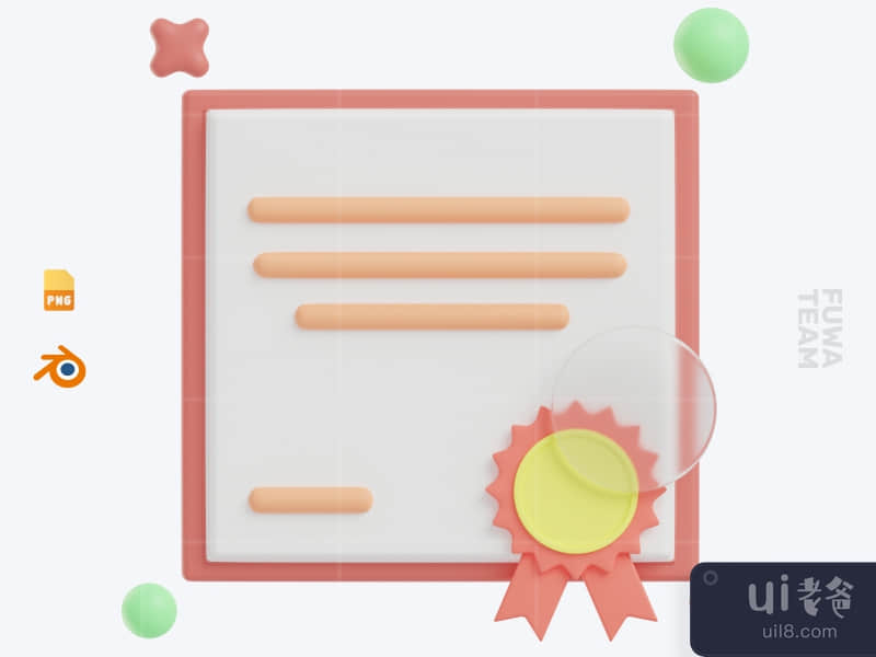 Certificate - 3D School Icon Pack (front)