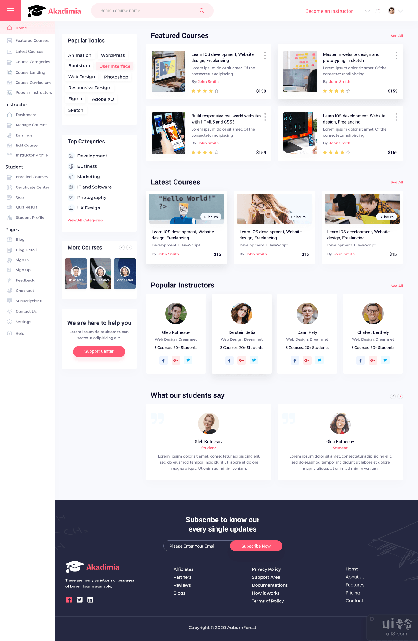 Akadimia – 在线课程市场模板(Akadimia – Online Courses Marketplace Template)插图