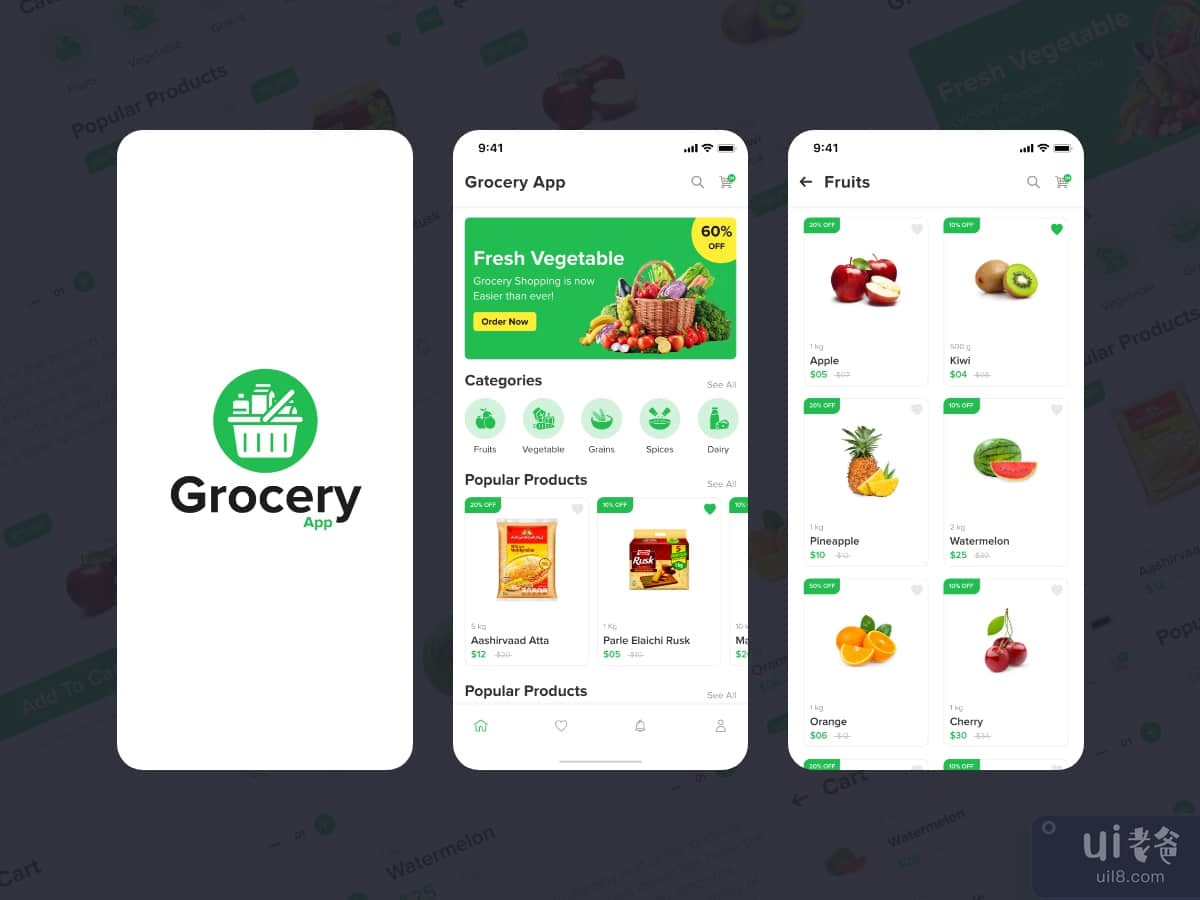 杂货店移动应用程序用户界面(Grocery Mobile App UI)插图1