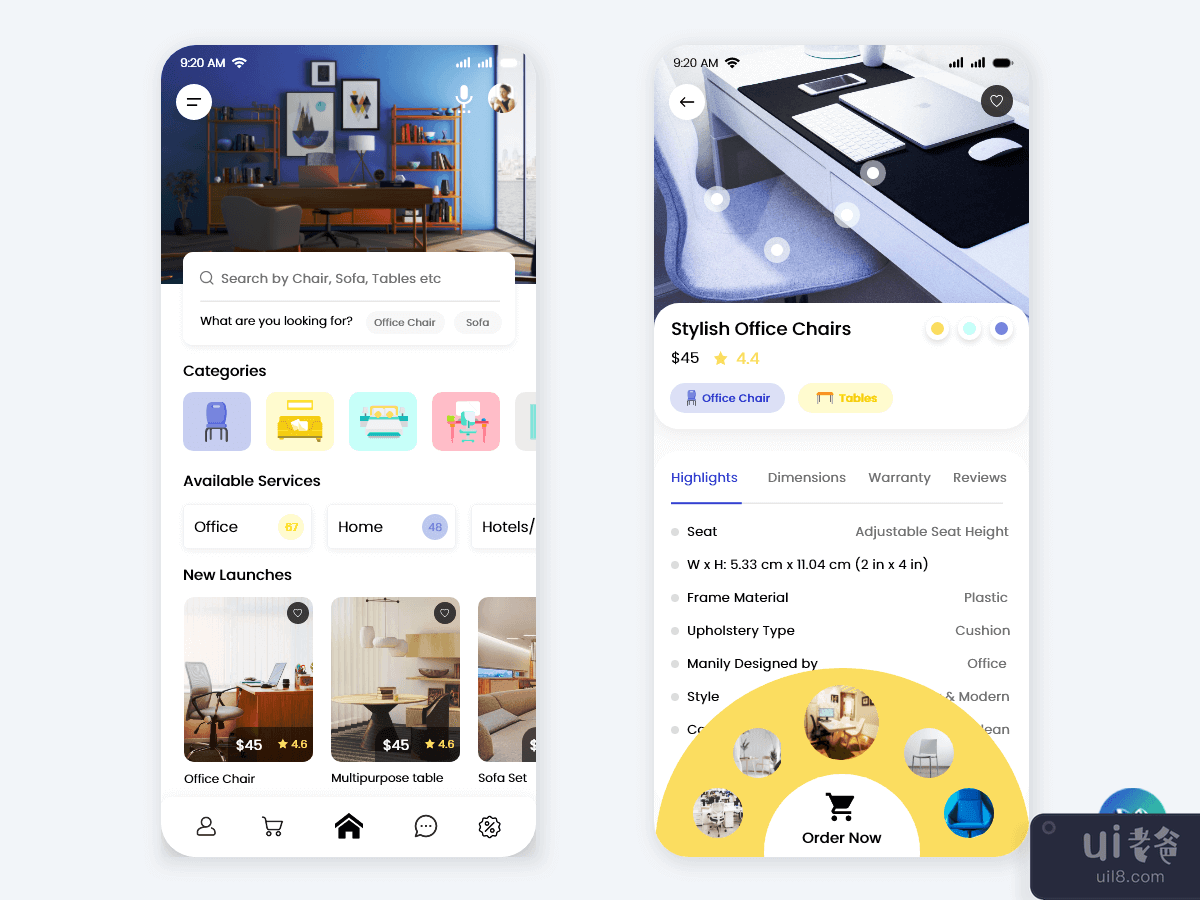 家具移动应用程序 UI 套件(Furniture Mobile App UI Kit)插图1
