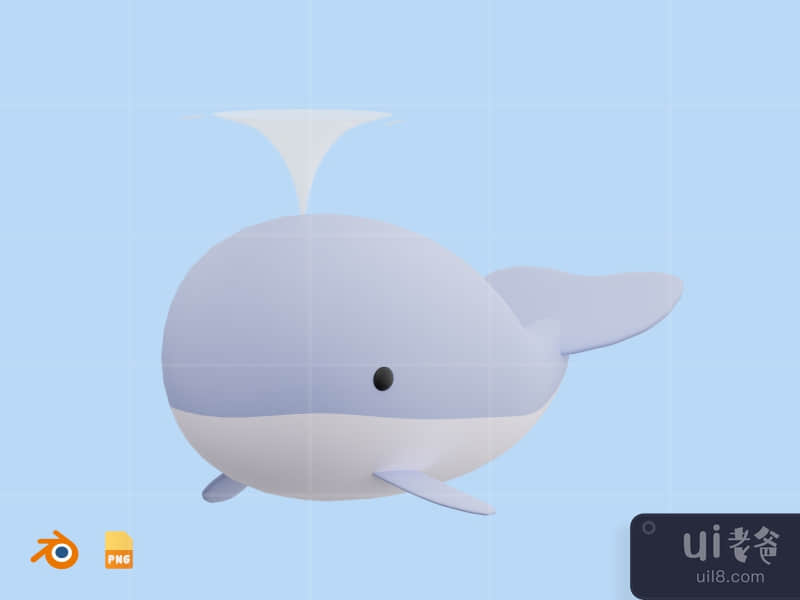 Whale - Cute 3D Water Animal (front)