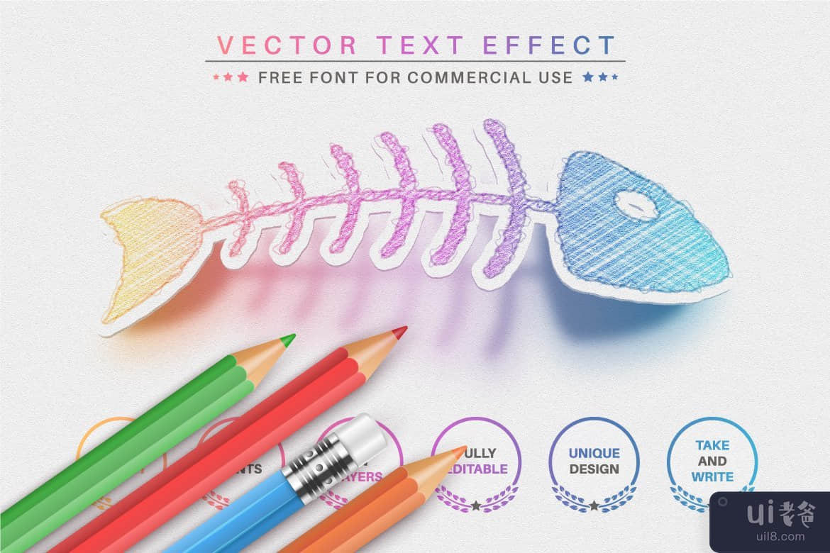彩虹纸 - 可编辑的文字效果，字体样式(Rainbow Paper - Editable Text Effect, Font Style)插图2