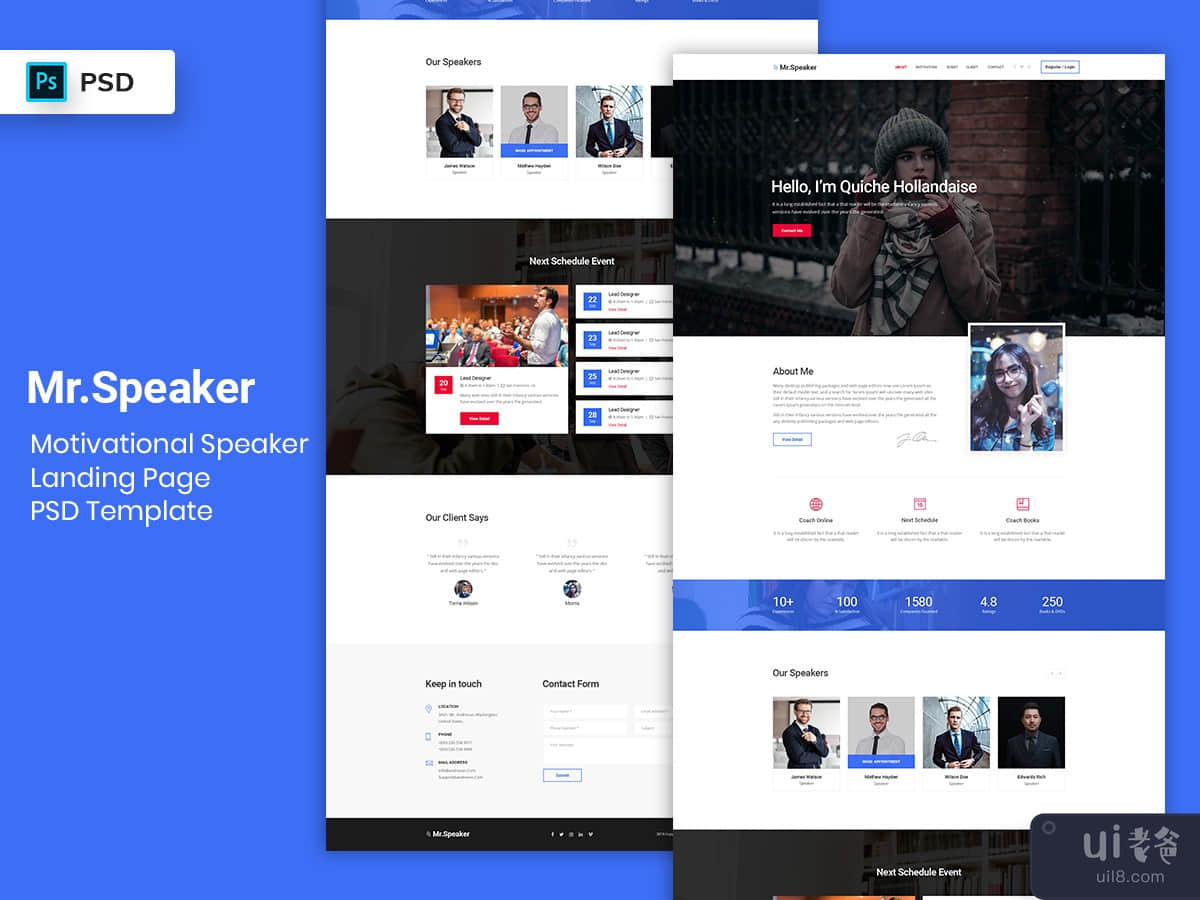 Motivational Speaker Landing Page PSD Template