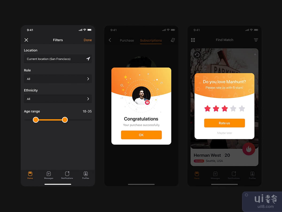Filters UI mobile concept for Dating app