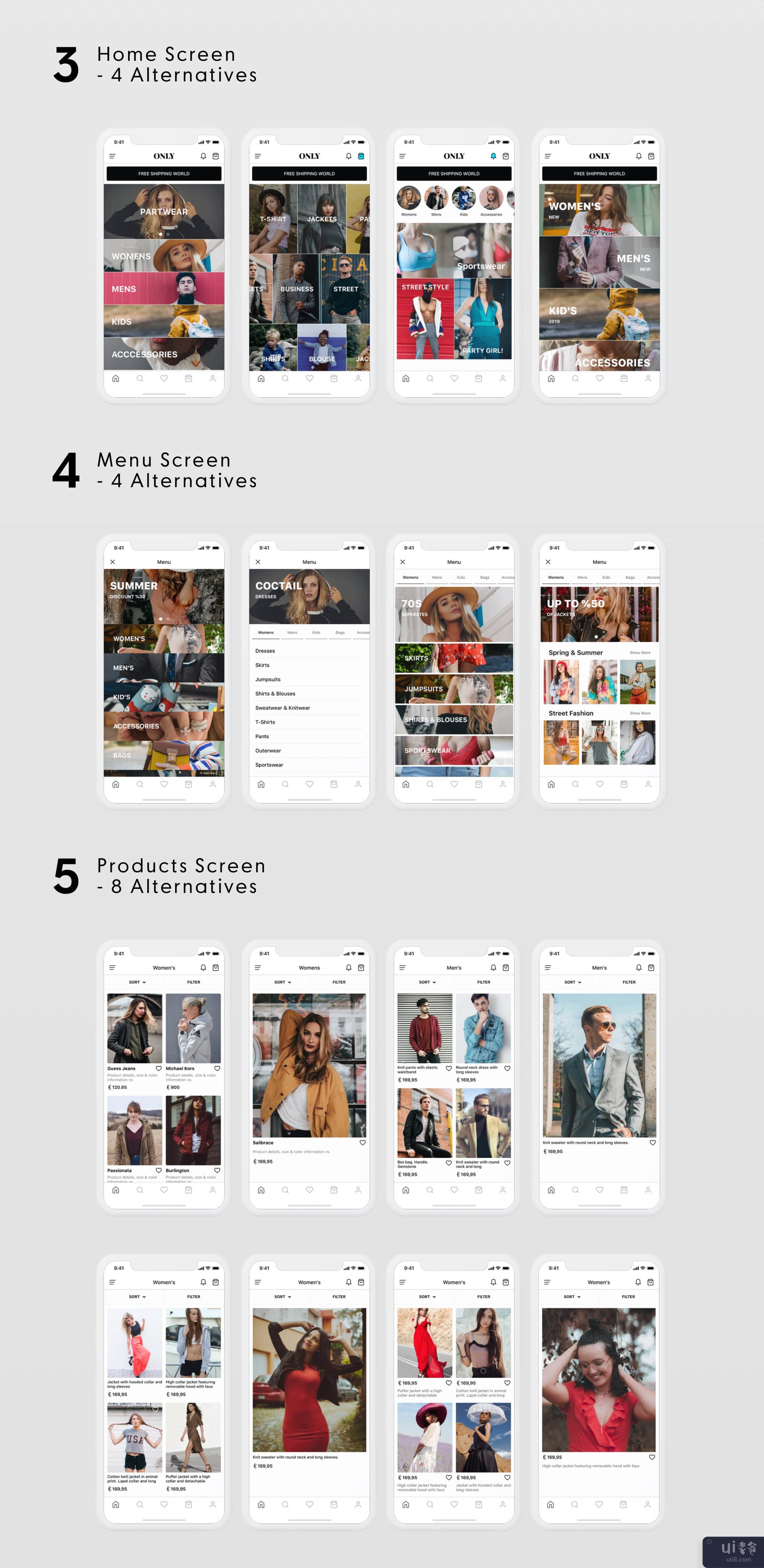 ONLY 时尚移动电子商务 UI 套件(ONLY Fashion Mobile E-Commerce UI Kit)插图4