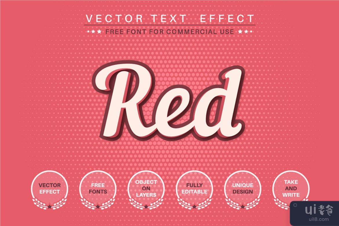 红色最终 - 可编辑的文本效果，字体样式(Red final - editable text effect, font style)插图2