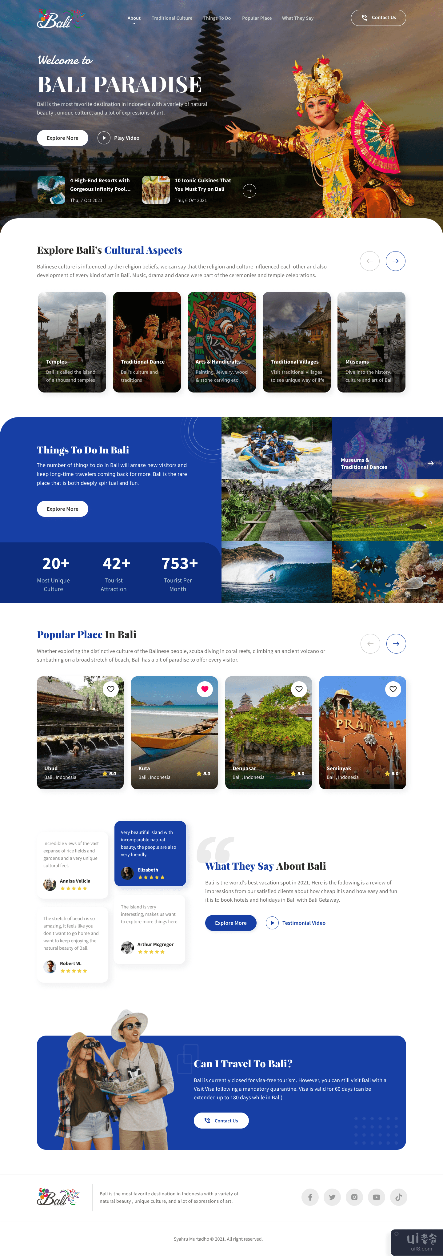 巴厘岛旅游登陆页面网站(Travel Landing Page Website Bali)插图1