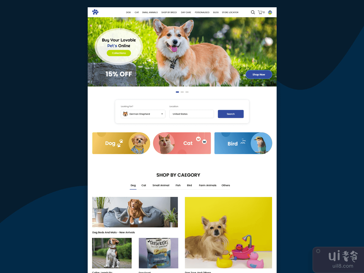 在线宠物店网站模板设计(Online Pet Shop Website Template Design)插图