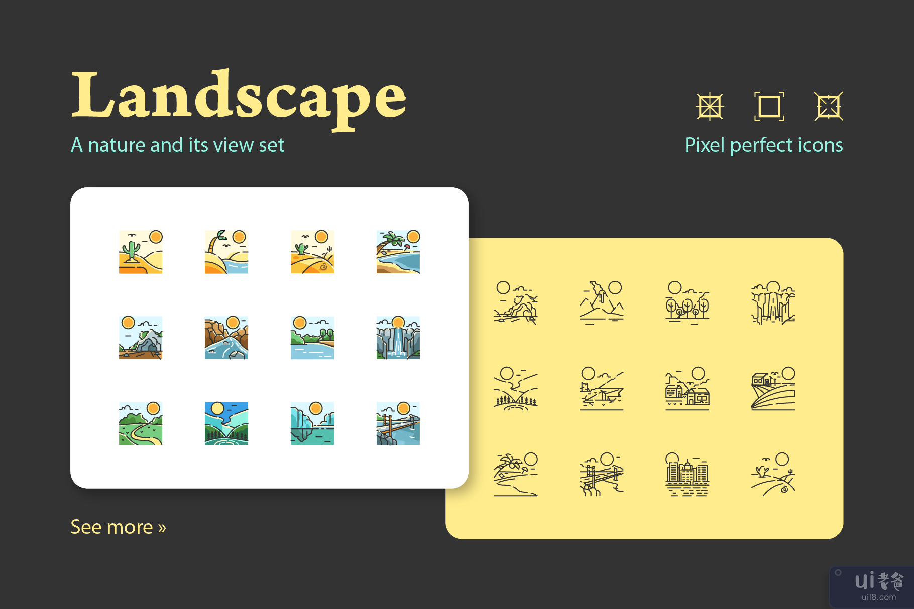 景观自然图标集(Landscape Nature Icon Set)插图3