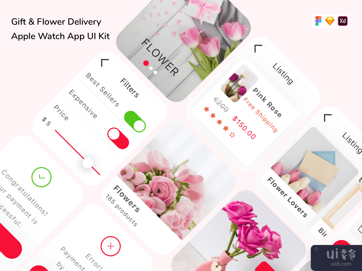 Gift & Flower Delivery Apple Watch App UI Kit