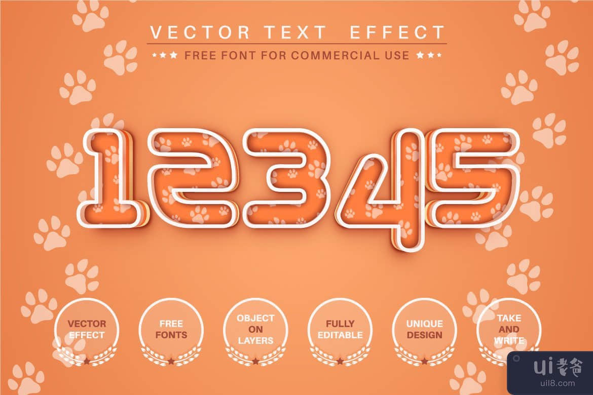 Fox 足迹 - 可编辑的文本效果、字体样式(Fox footprint - editable text effect, font style)插图1