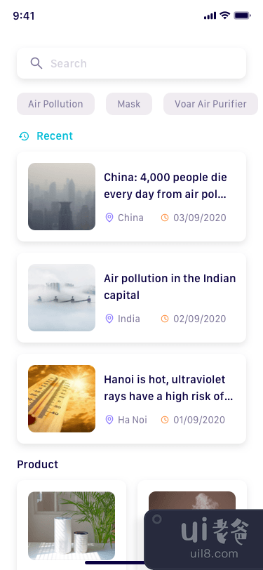 Airquaty - Air Quality App UI Kit (Full) #1(Airquaty - Air Quality App UI Kit (Full) #1)插图