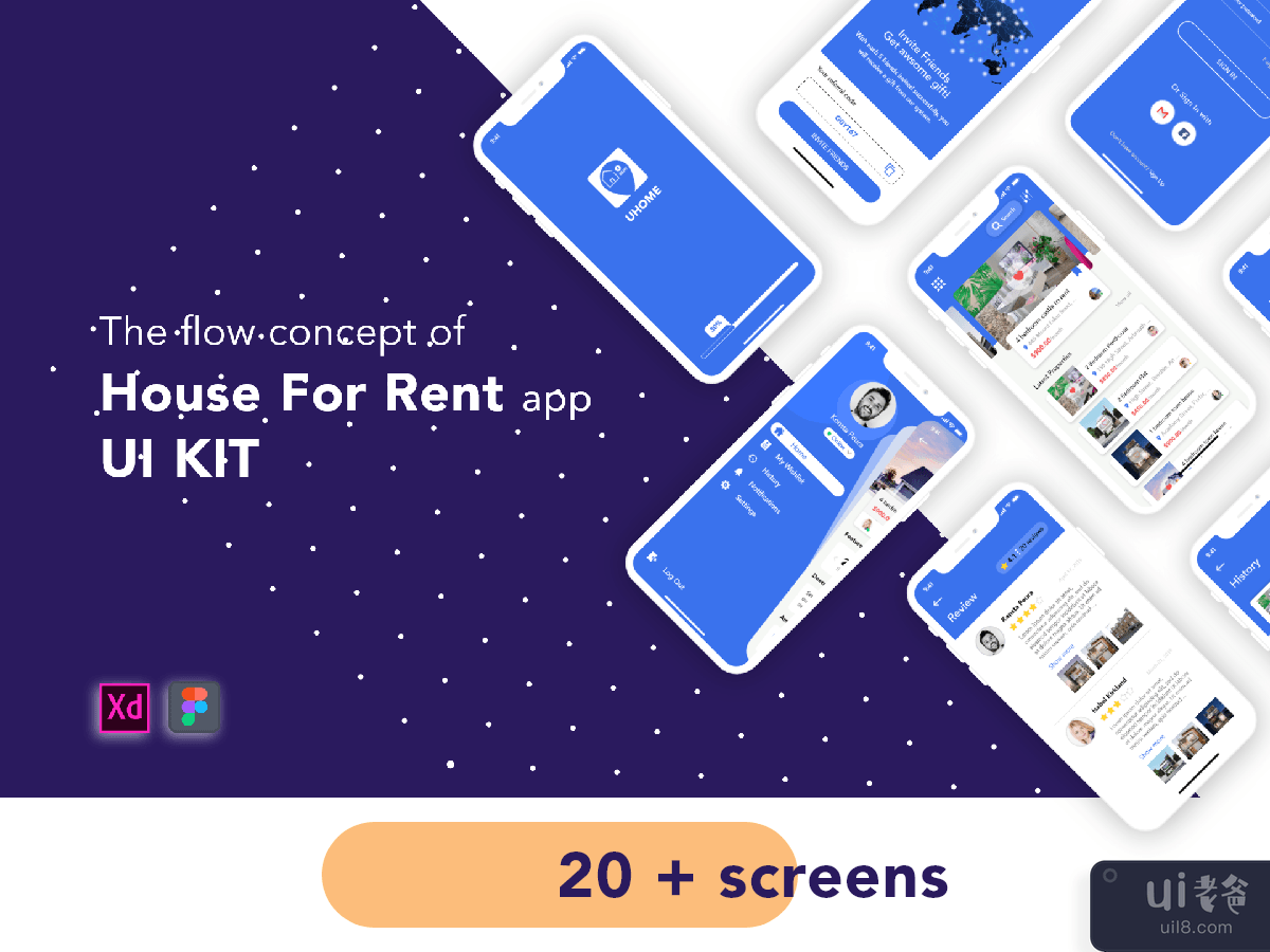 UHOME - House for Rent UI KIT (Include 24 screens)