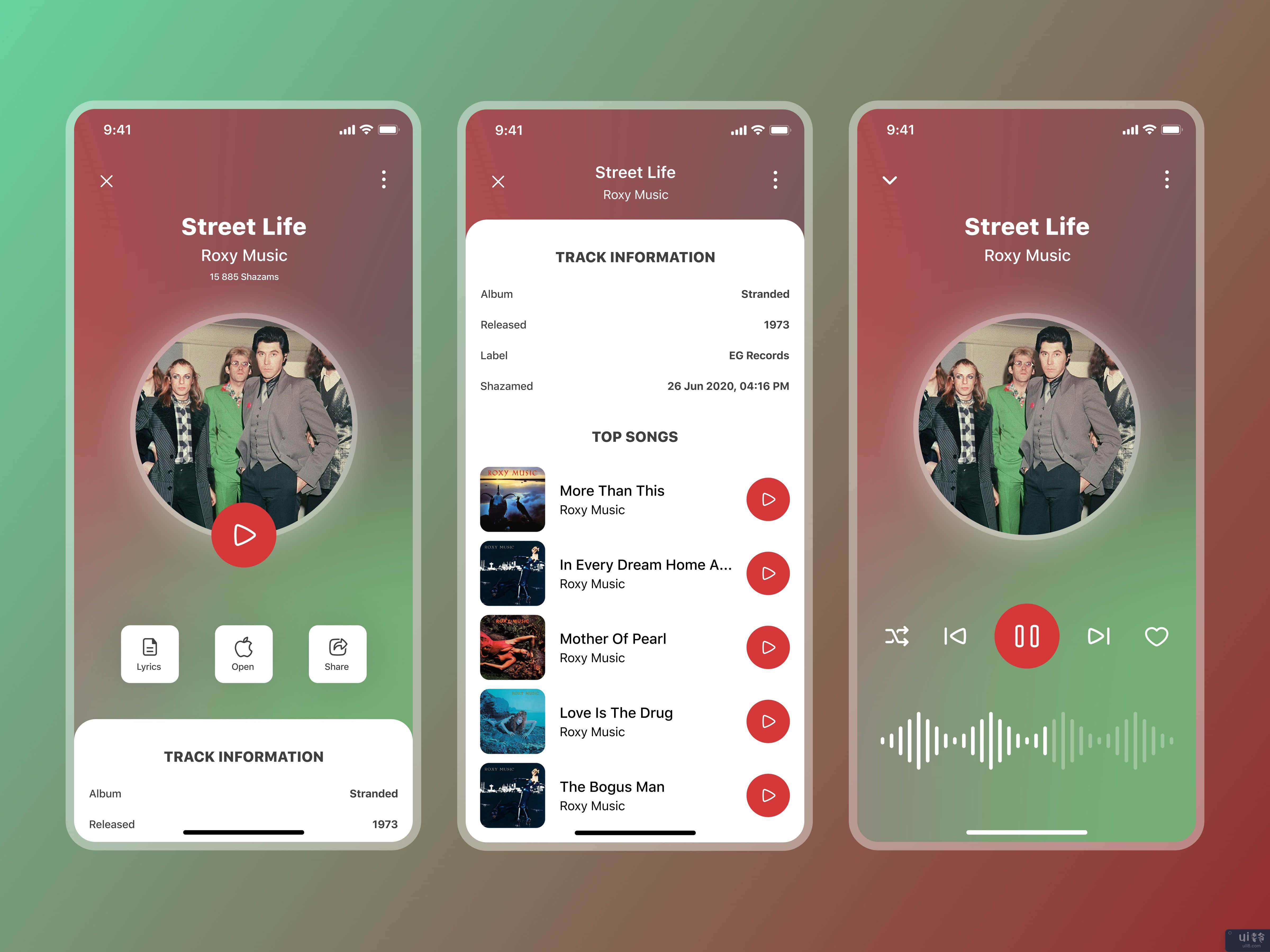 Shazam App 重新设计/音乐播放器(Shazam App Redesign/Music Player)插图1