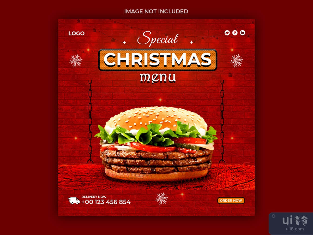 Christmas special food menu social media template