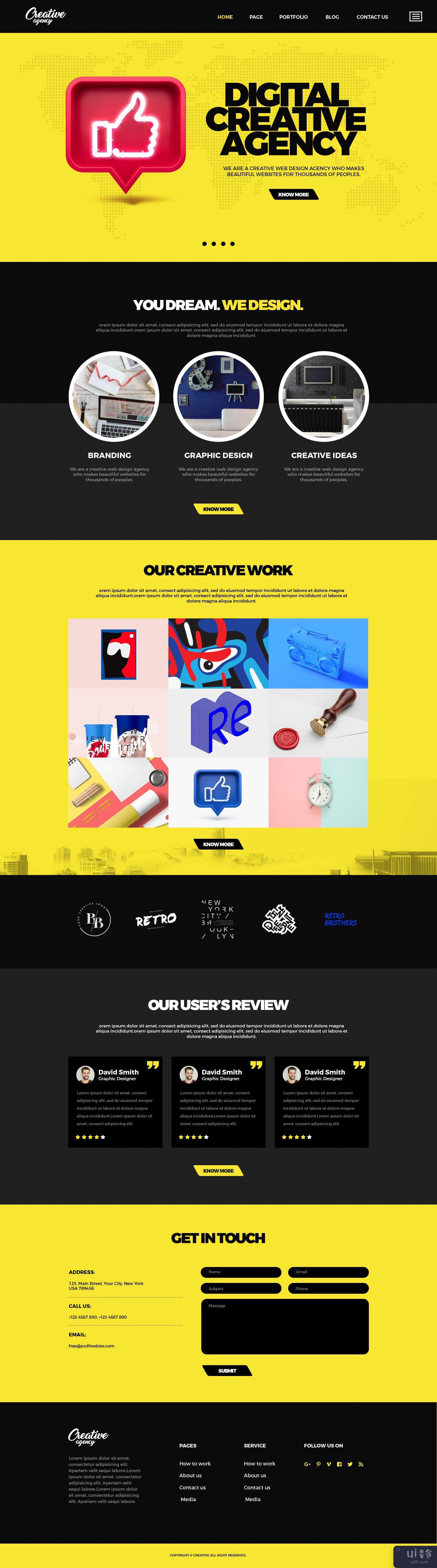 新创意的新创意机构网页模板(new creative agency web template for new creativity)插图