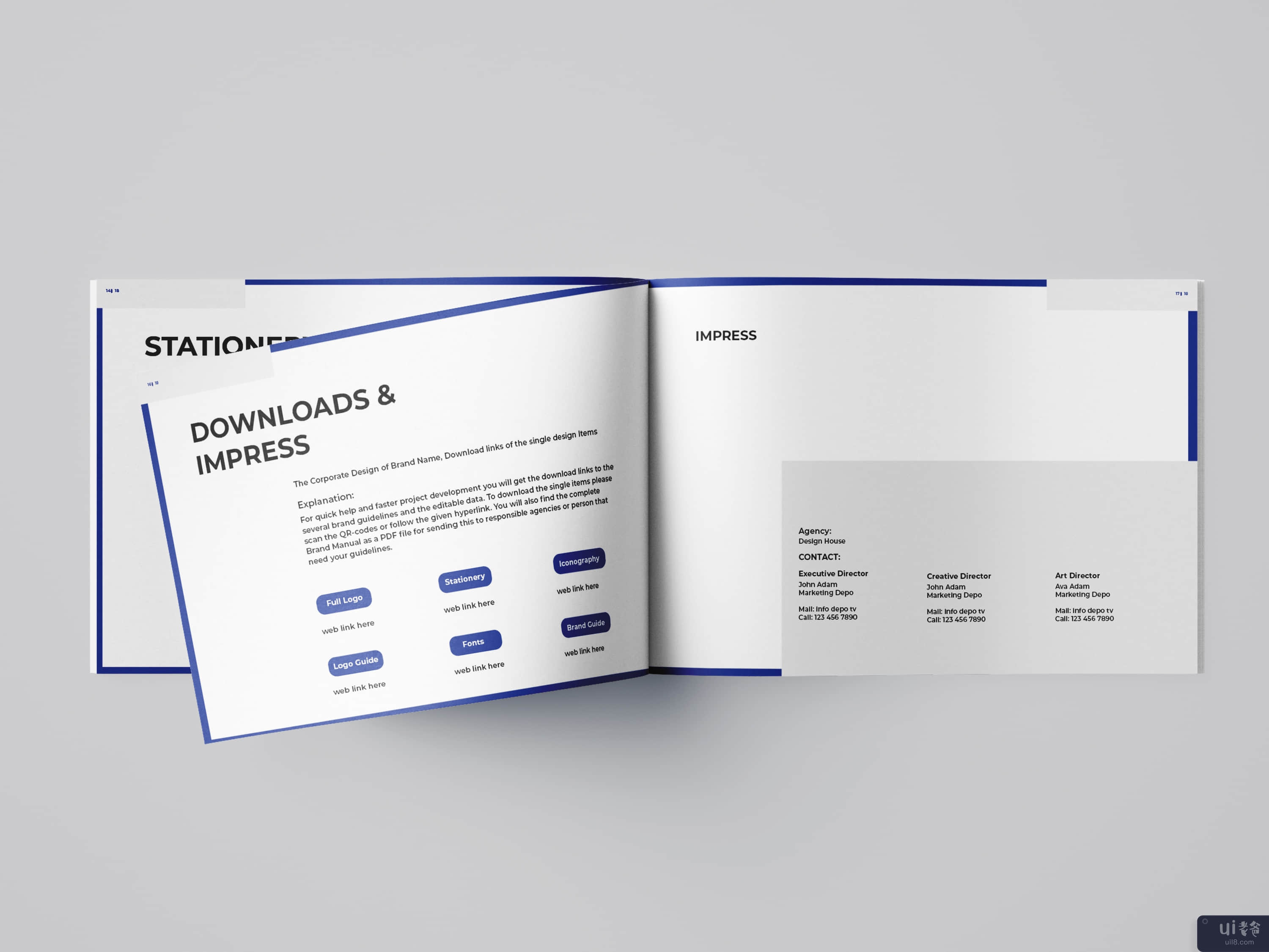 蓝色品牌手册模板宣传册|设计模板(Blue Brand Manual Template Brochure| Indesign Template)插图