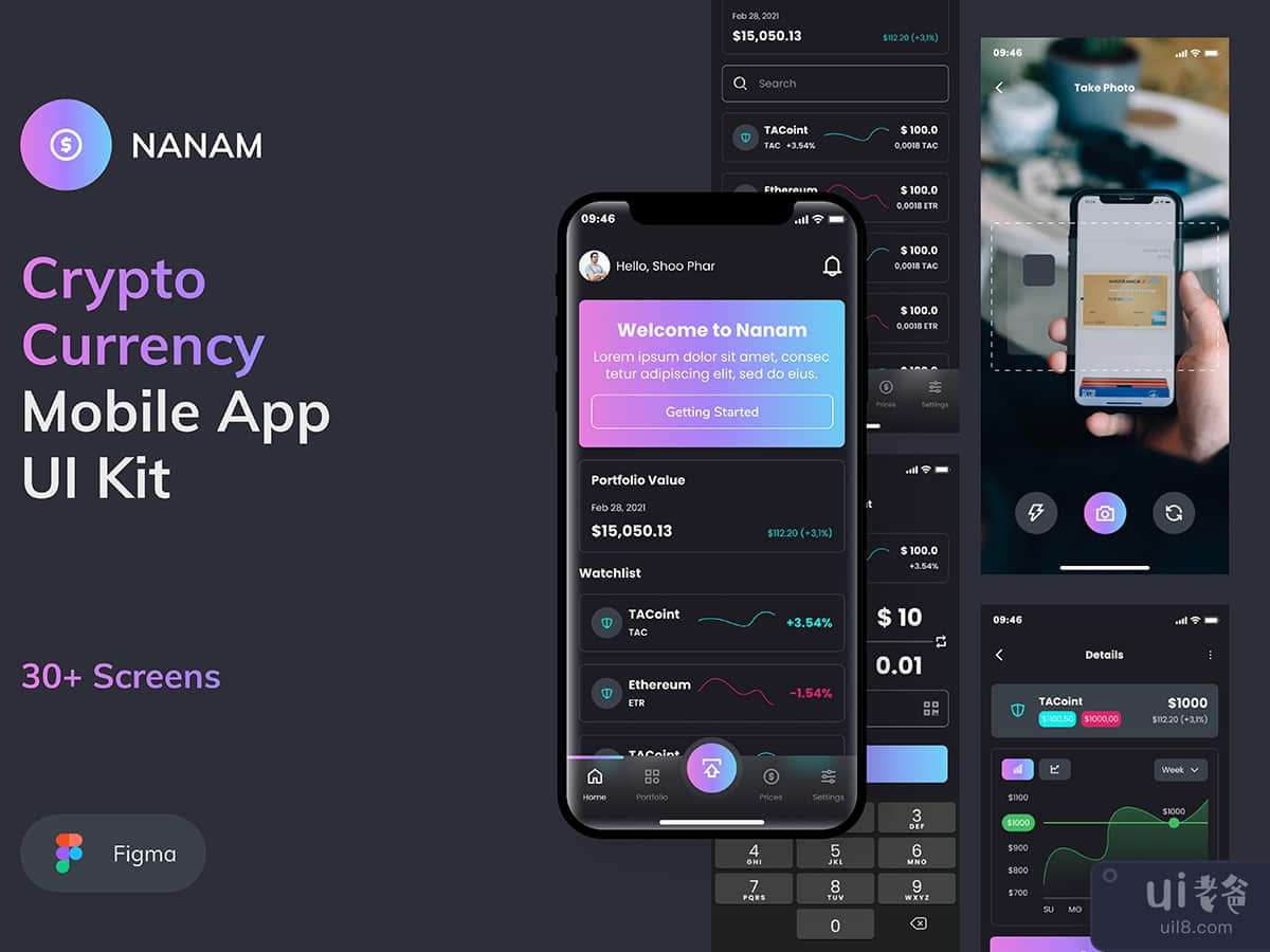 Nanam - Cryptocurrency Mobile App UI Kit