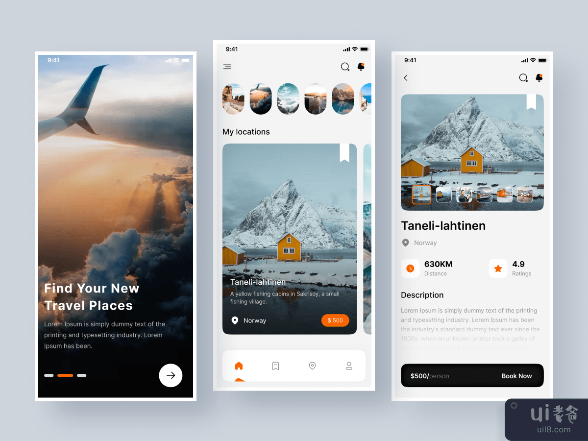 旅游移动应用程序设计(Travel Mobile App Design)插图