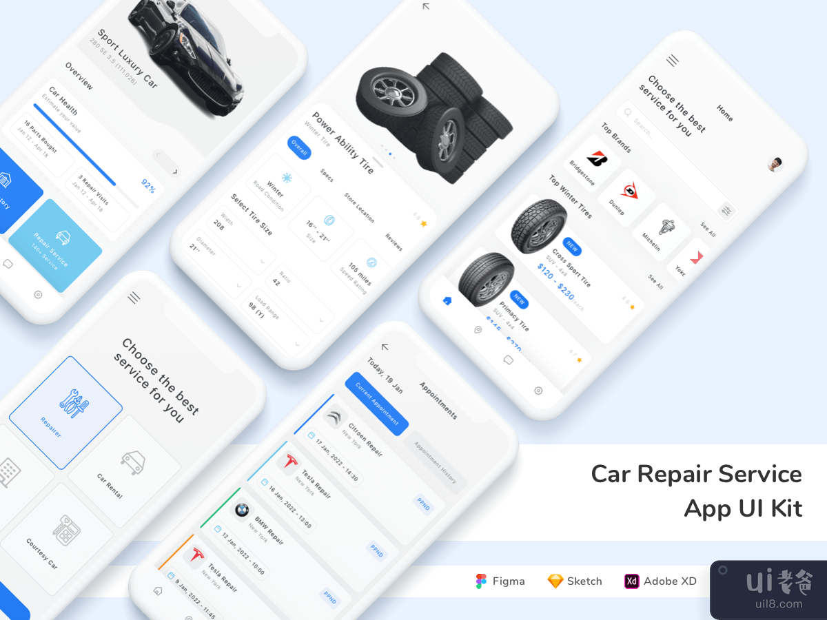 Car Repair Service App UI Kit